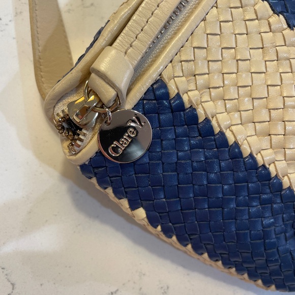 Clare V - Fanny Pack in Indigo & Cream Woven Racing Stripes - Picture 4 of 9